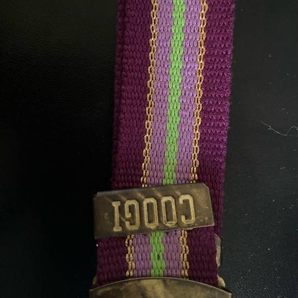 Vintage COOGI L Retro Purple Gold Metallic Cotton Adjustable Striped Belt 31”L - Picture 3 of 12
